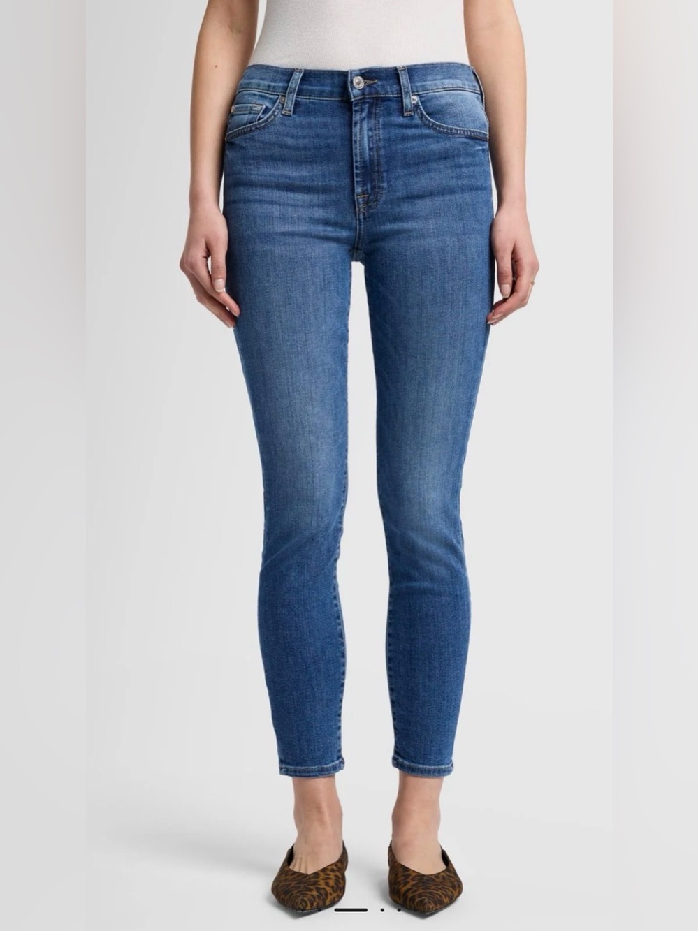 7 For All Mankind High Waist Ankle Gwenevere Med Wash Stretch Size 30